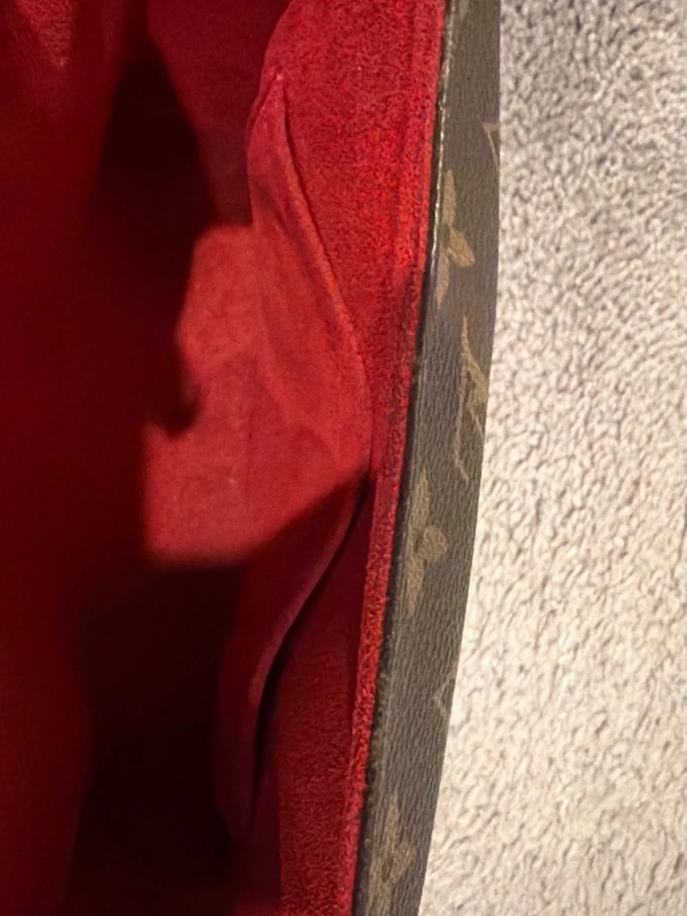Louis Vuitton Monogram Shoulder Bag with Red Trim and Vachetta Strap